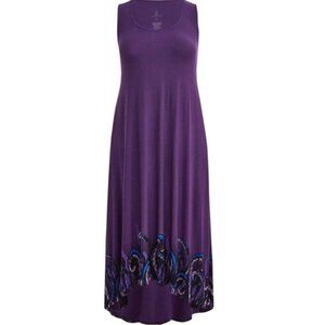 Sleeveless Purple Maxi Dress with Decorative Hem